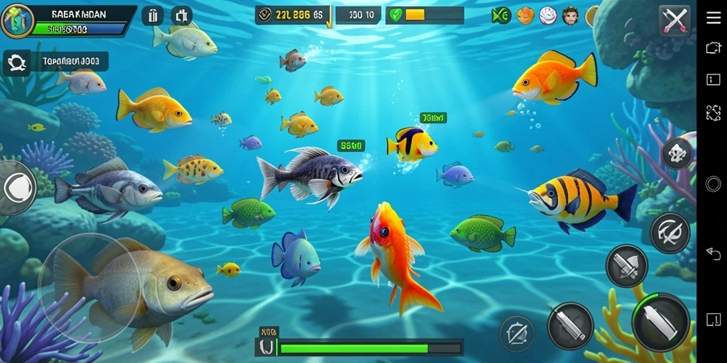 Tampilan menakjubkan dari gameplay D06 dengan berbagai ikan di bawah laut.