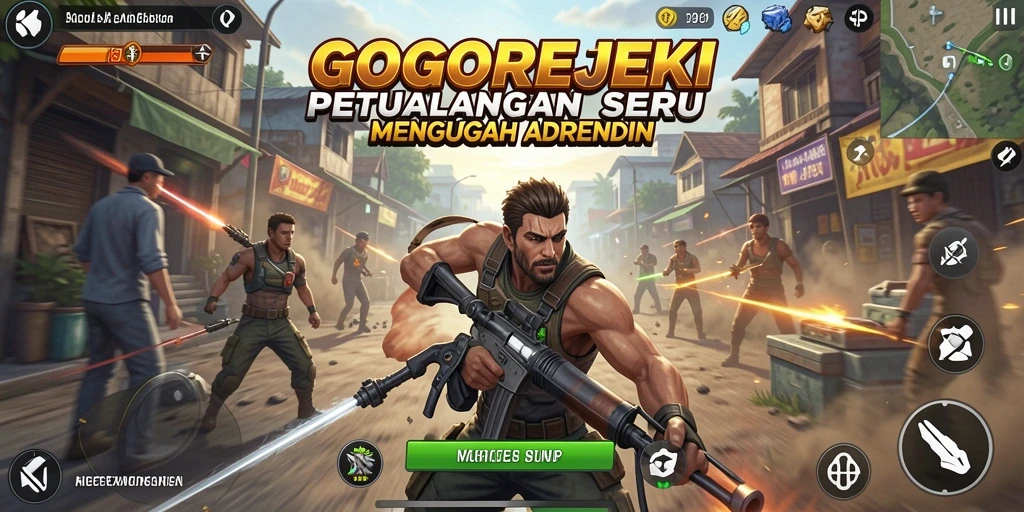 Screenshot utama GOGOREJEKI menampilkan aksi petualangan yang mendebarkan.