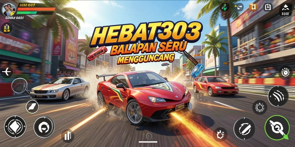 Screenshot dari gameplay HEBAT303 yang menunjukkan aksi balapan seru.