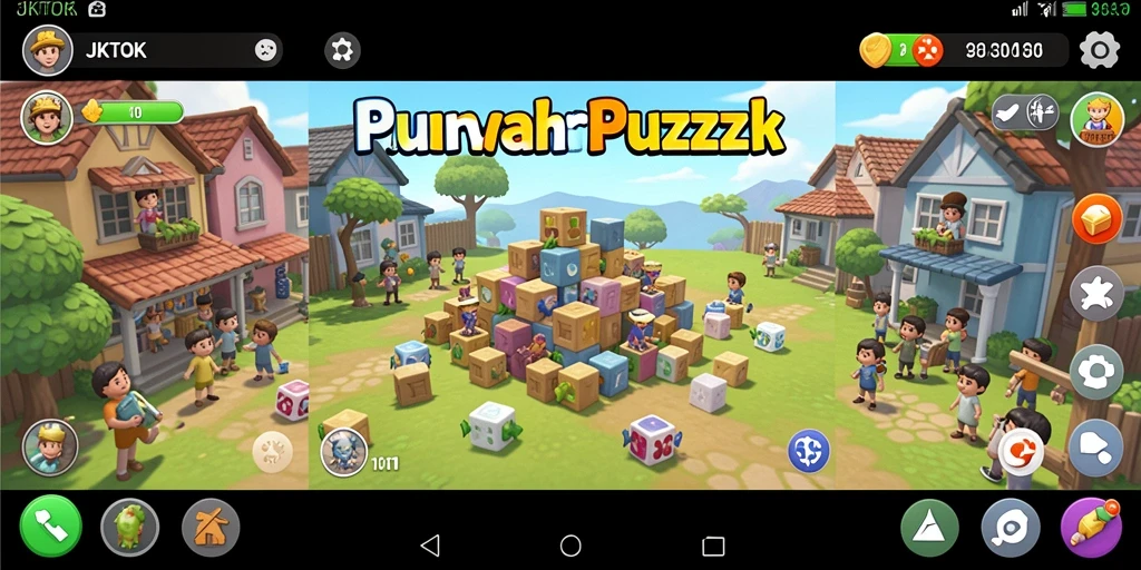 Tampilan gameplay JKTOK dengan berbagai level Puzzle yang menantang.