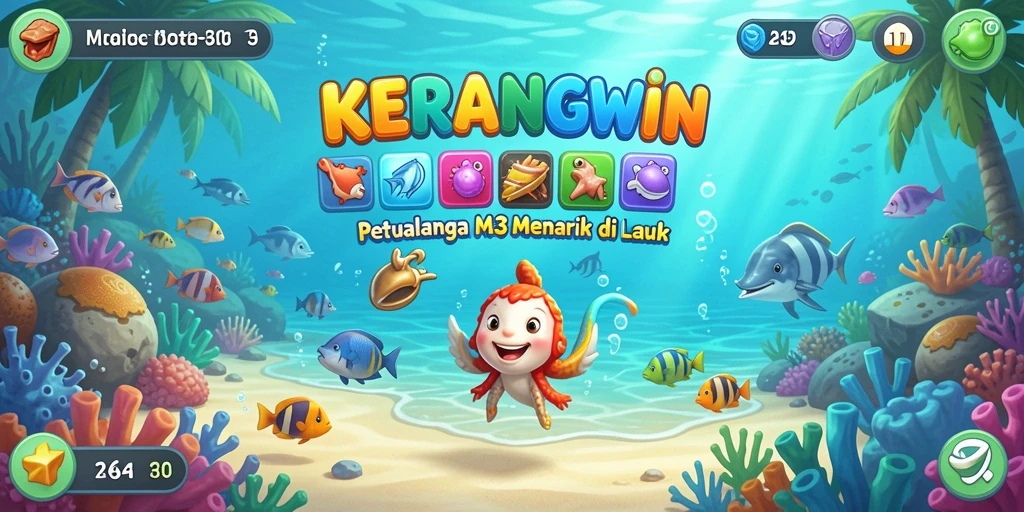Tampilan gameplay seru KERANGWIN dengan kombinasi warna yang menarik.