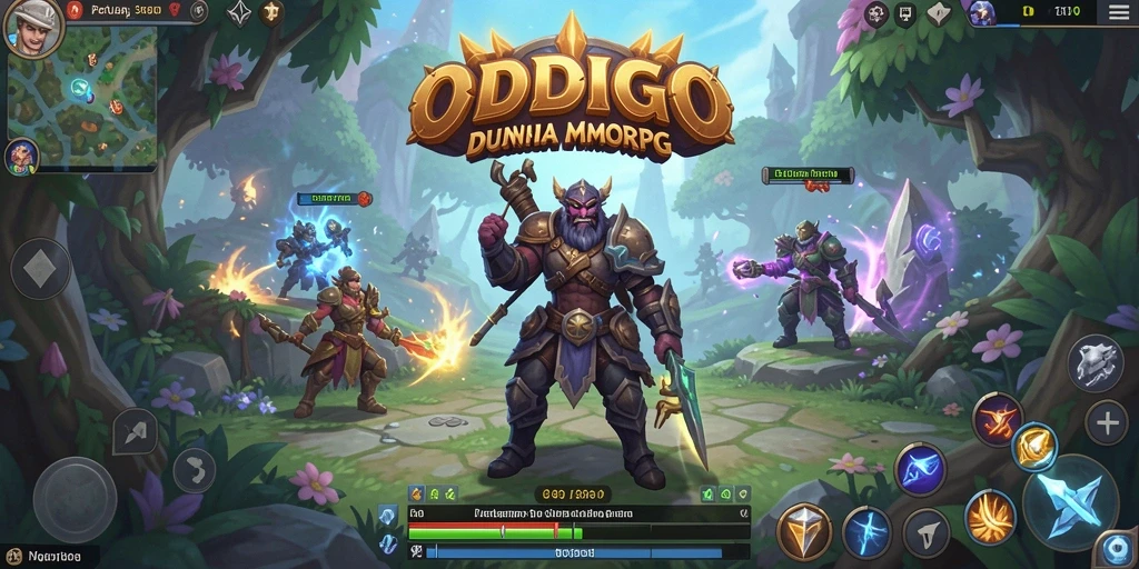 Screenshot ODDIGO menampilkan pertarungan epik di dunia MMORPG.