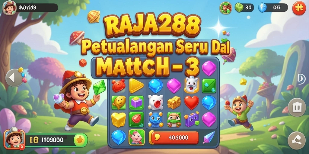 Screenshot gameplay RAJA288 menampilkan warna cerah dan tantangan seru.