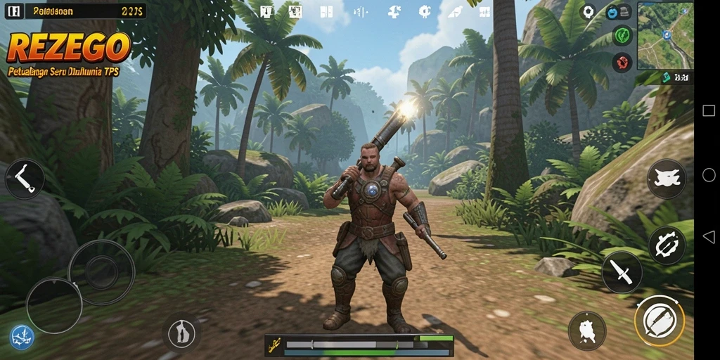 Tampilan gameplay menegangkan dalam REZEGO dengan aksi yang seru.