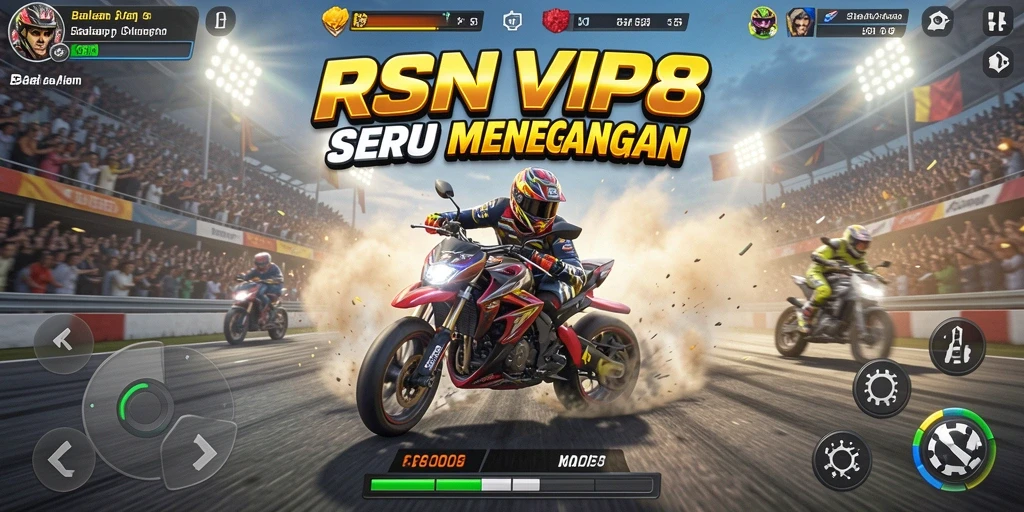 Screenshot gameplay RSNVIP8 menampilkan aksi balapan yang mengasyikkan.