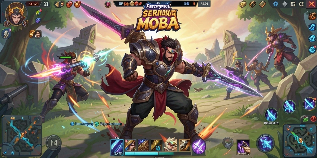 Tampilan gameplay seru dan strategis dalam SE328 MOBA.