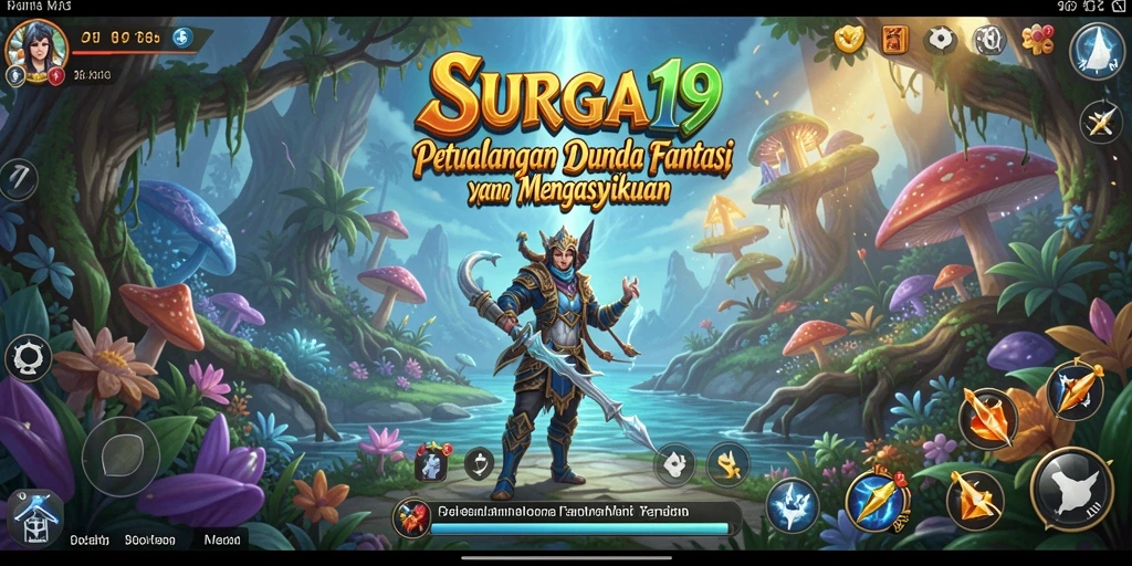 Screenshot SURGA19 menampilkan aksi pertempuran seru di dunia fantasi.